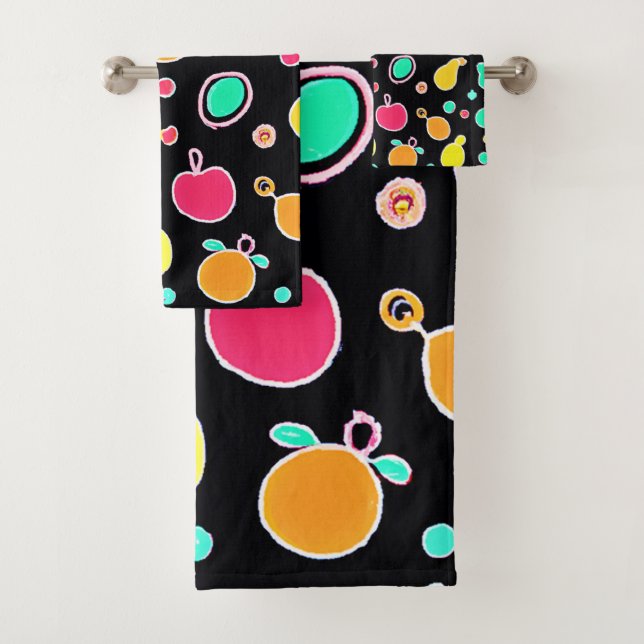 Vivid Neon Fruitful Pattern Bath Towel Set (Insitu)