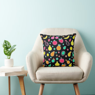 Vivid Neon Fruitful Pattern Cushion