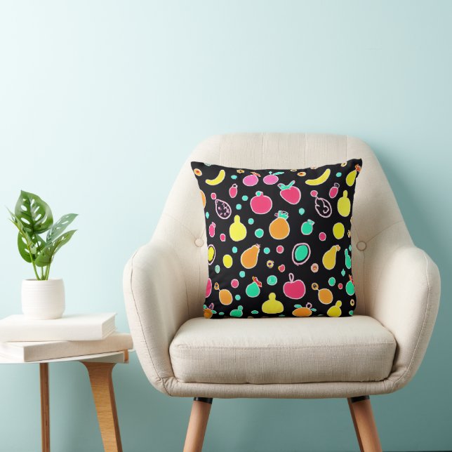 Vivid Neon Fruitful Pattern Cushion (Chair)