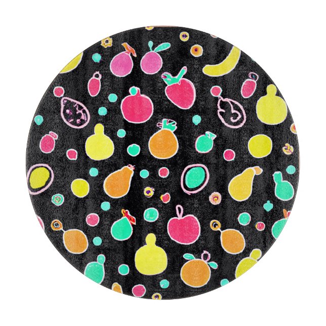 Vivid Neon Fruitful Pattern Cutting Board (Front)