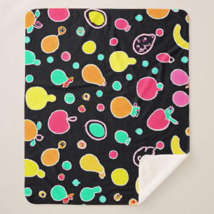 Vivid Neon Fruitful Pattern Sherpa Blanket
