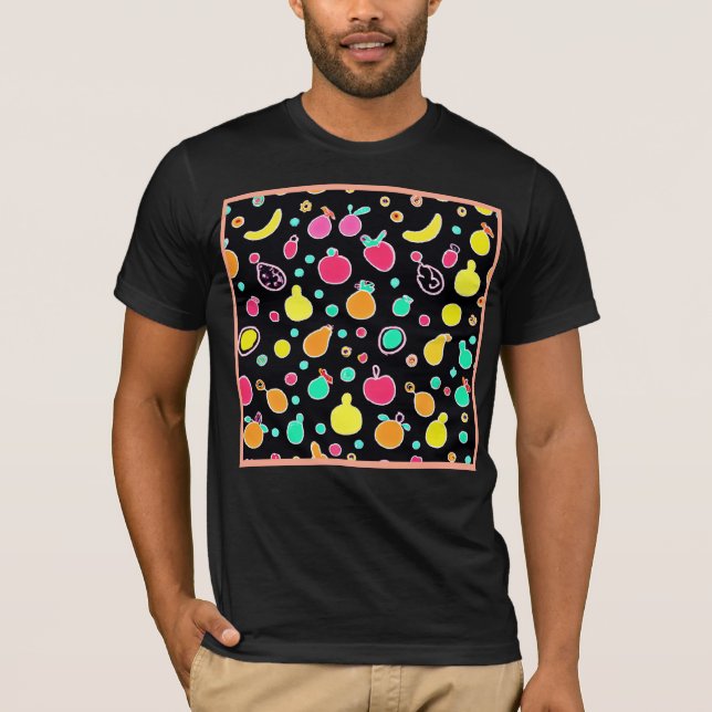 Vivid Neon Fruitful Pattern T-Shirt (Front)
