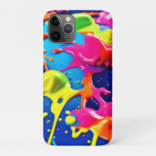 Vivid Neon Paint Splatter Explosion Art iPhone 11 Pro Case