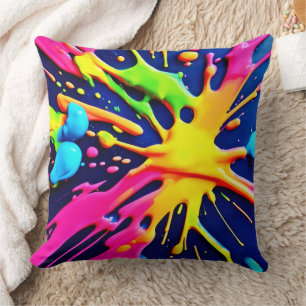 Vivid Neon Splashes Cushion