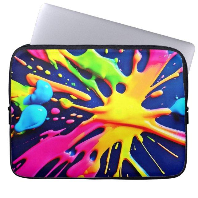 Vivid Neon Splashes Laptop Sleeve (Front)