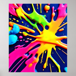Vivid Neon Splashes Poster