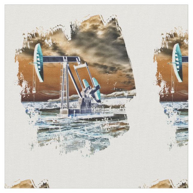 Vivid Oil Well Pumping Unit Fabric (Close Up)