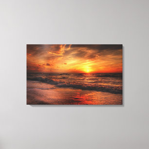 Vivid Orange Beach Sunset Canvas Print