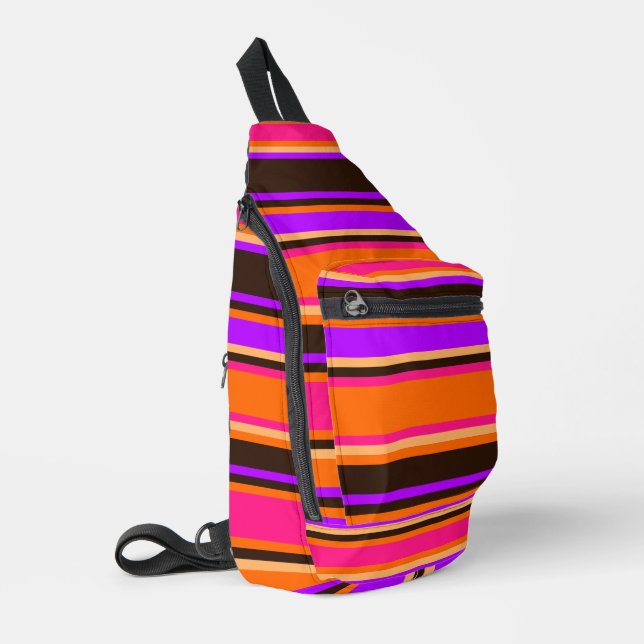 Vivid Orange, Magenta, & Purple Striped Sew Bag (Left Corner)