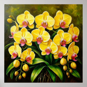 Vivid Orchid Flowers in a Lush Green Environment Poster