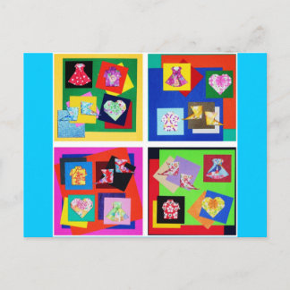 Vivid Origami Art Postcard