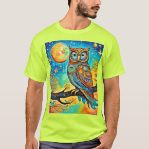Vivid Owl Celestials: Wonder and Magic T-Shirt