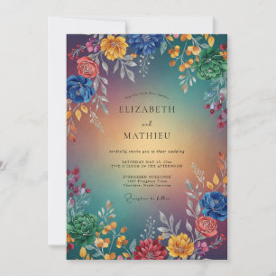 Vivid Painted Wildflower Wedding Invitation