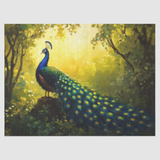 Vivid Painting of a Peacock Decoupage Tissue Paper