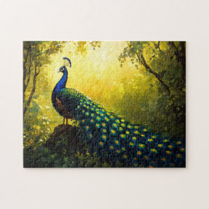 Vivid Painting of a Peacock Jigsaw Puzzle