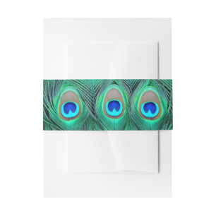 Vivid Peacock Wedding Invitation Belly Band