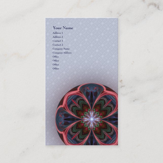 Vivid Petals Mandala - Vertical Business Card (Front)