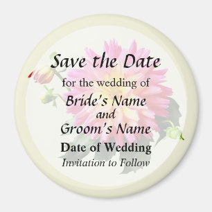 Vivid Pink and Yellow Dahlia Save the Date Magnet