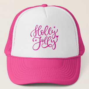 Vivid Pink Holly Jolly Christmas Trucker Hat