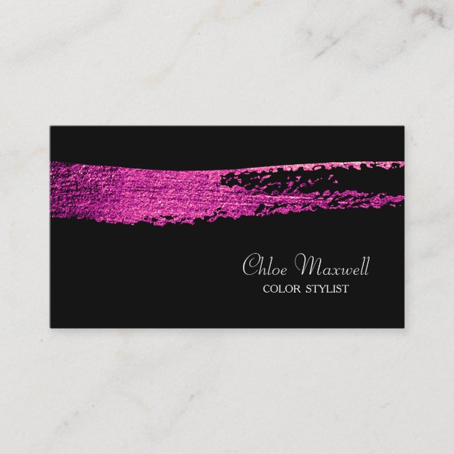 Vivid Pink Paint Stroke Minimalist Business Card (Front)