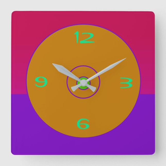  Vivid Pink Purple Gold Lime Wall Clock (Front)