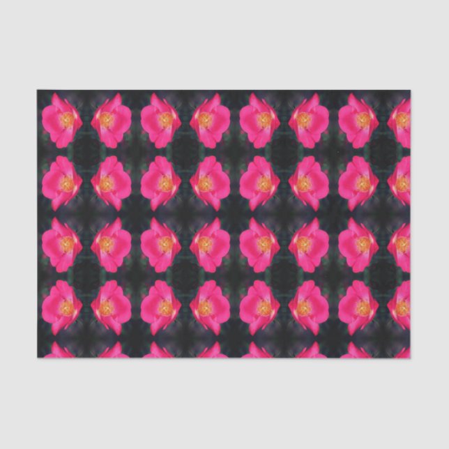 Vivid Pink Rose Abstract Floral Pattern Decoupage Tissue Paper (Front)