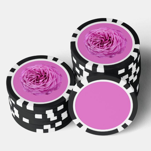 Vivid Pink Rose Cutout Poker Chips (Stack)