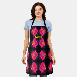 Vivid Pink Rose Petals Abstract Floral Pattern Apron