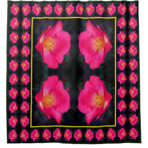 Vivid Pink Rose Petals Abstract Floral Pattern Shower Curtain
