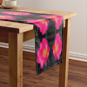 Vivid Pink Rose Petals Abstract Floral     Short Table Runner