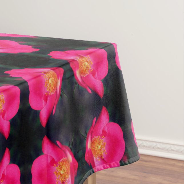 Vivid Pink Rose Petals Abstract Floral    Tablecloth (In Situ)