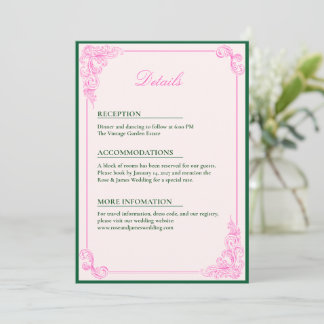 Vivid Pink Y2K Anime Gothic Cat Wedding Details Invitation