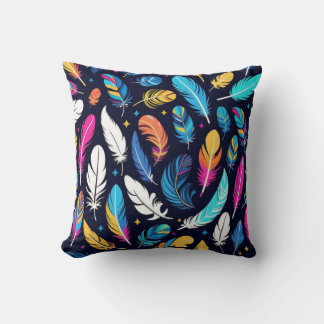Vivid Plumage Delight: Colorful Wings Feather Cushion