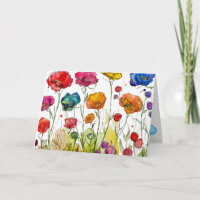 Vivid Poppy Panorama  Mother's Day Card