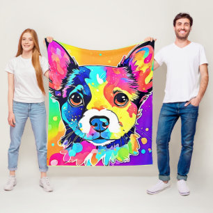 Vivid Puppy Vibes Art Design Fleece Blanket
