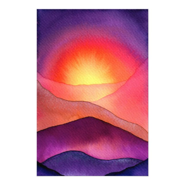 Vivid Purple And Orange Sunset Photo Print (Front)