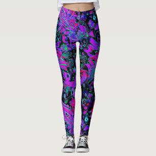 Vivid Purple Dark Paisley Pattern Leggings