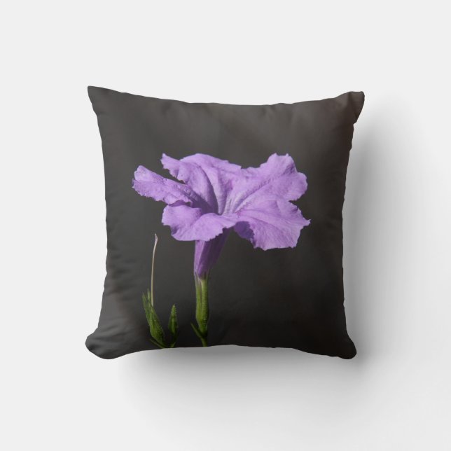 Vivid Purple Flower Black Background, Throw Pillow (Front)