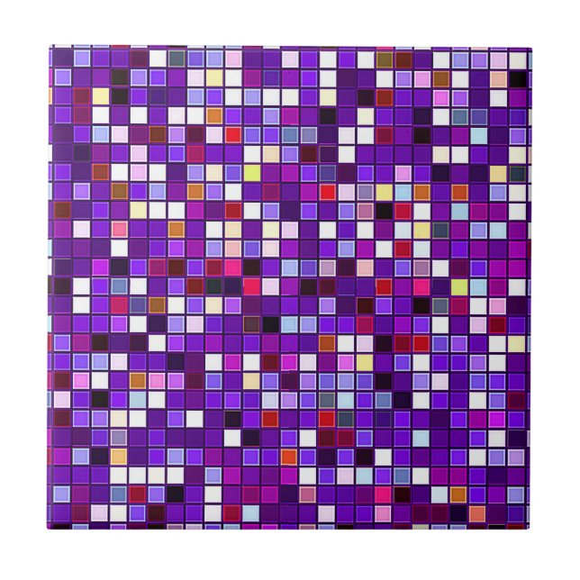Vivid Purple Multicolored Square Tiles Pattern (Front)
