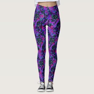 Vivid Purple Pink Blue Paisley Leggings