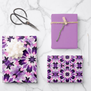 Vivid Purple, Pink & White Pattern Wrapping Paper Sheet