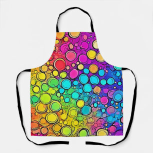 Vivid Rainbow Bubble Abstraction Apron