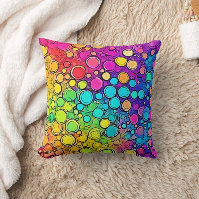 Vivid Rainbow Bubble Abstraction Cushion (Blanket)