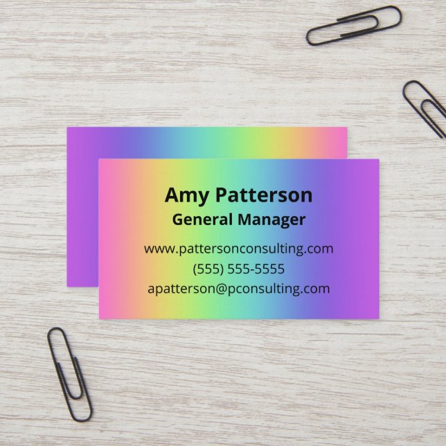 Vivid Rainbow Colours Business Cards (Front/Back In Situ)