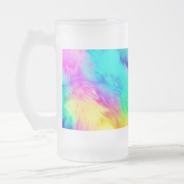 Vivid Rainbow Fluffy Fur Texture-75201 Frosted Glass Beer Mug (Left)