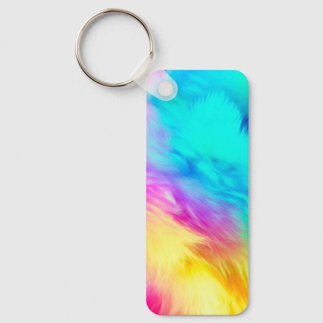 Vivid Rainbow Fluffy Fur Texture-75201 Key Ring (Front)