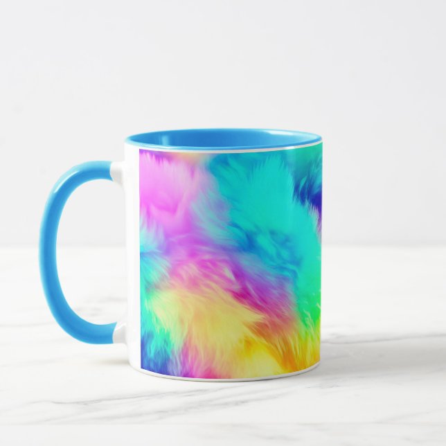 Vivid Rainbow Fluffy Fur Texture-75201 Mug (Left)