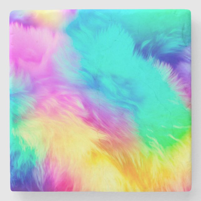 Vivid Rainbow Fluffy Fur Texture-75201 Stone Coaster (Front)