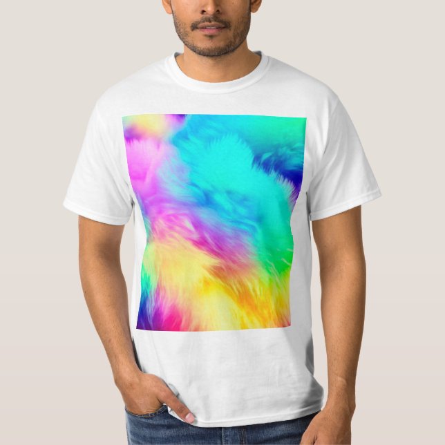 Vivid Rainbow Fluffy Fur Texture-75201 T-Shirt (Front)