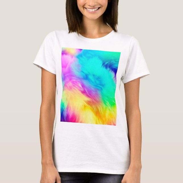 Vivid Rainbow Fluffy Fur Texture-75201 T-Shirt (Front)